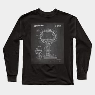 Bbq Grill Patent - Barbecue Chef Kitchen Cooking Art - Black Chalkboard Long Sleeve T-Shirt